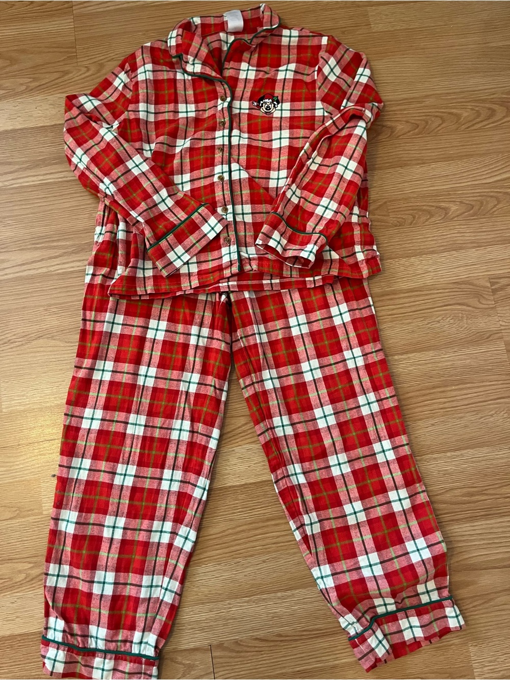 Disney Red Plaid Women's Pajama Set